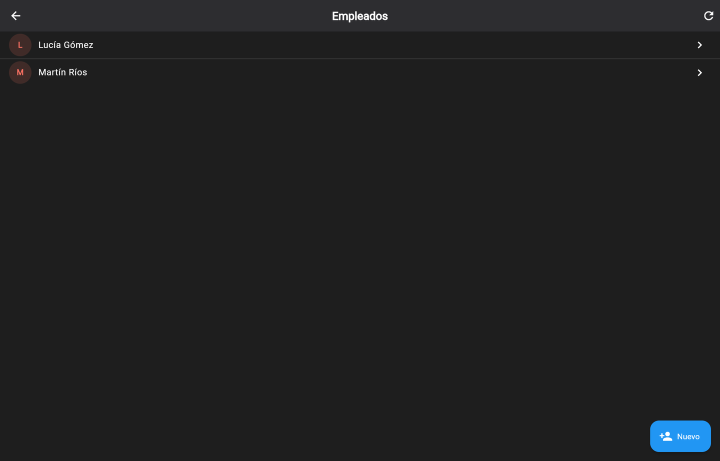 Empleados: tocá el nombre para ver su cuenta